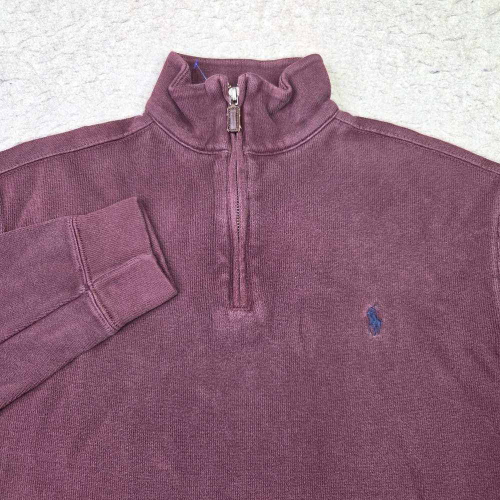 Polo‎ Ralph Lauren 1/4 Zip Sweater Pullover Mens M Marooon Mock Neck Preppy